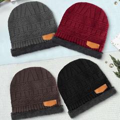 Gorros de punto para invierno con forro polar cálido, gorro de punto para invierno unisex, gorro holgado y cálido.