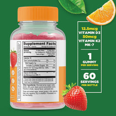 Lifeable Vitamina D3 1000 IU + K2 100 mcg - para niños - sabor natural - 60 gomitas