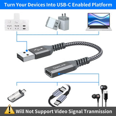 Adaptador USB C hembra a USB macho (paquete de 1 unidad), convertidor de cable de carga tipo C a USB A