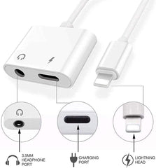 Paquete de 2 adaptadores de auriculares Lightning a Jack, 2 en 1: Apple Lightning a conector auxiliar de 0.138 pulgadas. Paquete de 2 adaptadores de audífonos. compatible con todos los sistemas iOS.