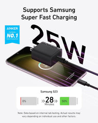 Fuente de Poder Cargador Anker de 25W USB-C Carga Rapida Paquete de 2 Unidades Cable de 5 Pies
