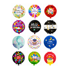 12 globos de feliz cumpleaños, 12 estilos | 18" , Aluminum Foil Balloons, docena de globos metálicos de Happy Birthday 12 estilos variados.