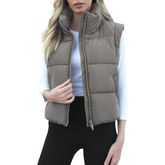 Chaleco acolchado para mujer, sin mangas, con cremallera, cálido, ligero, chaquetas de invierno con bolsillo - Talla S