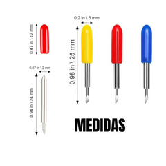 Set de 10 cuchillas de corte de repuesto para Cricut Explore Air 2/Air 3/Maker/Maker 3/Expression, 6 cuchillas estándar de 45°, 2 cuchilla de punta fina de 30° y 2 cuchilla de corte profundo de 60º. Set de 10 cuchillas de repuesto para ploter de corte.