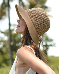 Sombrero de sol para mujer, marca FURTALK. Sombrero de fibra. Sombrero de playa con protección UPF UV. Sombrero plegable para viajes de verano.