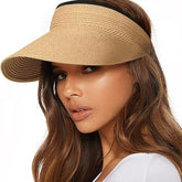 Visera solar para mujer, marca FURTALK, visera plegable de fibra para mujer, ideal para verano, para usar con cola de caballo, playa, viajes, actividades en el exterior. Con protección UPF 50+.