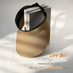 Visera solar para mujer, marca FURTALK, visera plegable de fibra para mujer, ideal para verano, para usar con cola de caballo, playa, viajes, actividades en el exterior. Con protección UPF 50+.