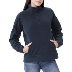 Suéter de fibra polar con cremallera para mujer, cuello alto, con bolsillo, suéter de manga larga – GIMECEN.