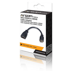 Cable Adaptador Mini HDMI a HDMI Marca ARGOMtech. Mini HDMI to HDMI Cable Adapter.