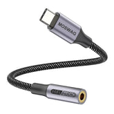 Adaptador Moswag USB C a 3.5mm. Adaptador USB tipo C a conector de auriculares de 0.138 pulgadas, adaptador de audio USB C a cable auxiliar.