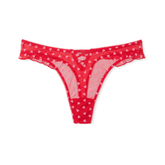 High-leg Thong Panty VS. Panti Victoria Secret para mujer. Color rojo. Tanga pierna alta. Coleccion Tease, con vuelos.
