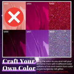 Esmaltes en gel marca Beetles - Colección otoño e invierno Damm Charm, 6 colores diferentes: color morado, rojo borgoña con brillantina y más. Esmalte en GEL para uñas UV – LED.