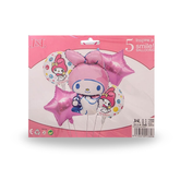 Juego de Globos metálicos Sanrio My Melody, suministros de decoración para fiesta de cumpleaños de niña, decoración para Baby Shower, 5 piezas de globos foil.