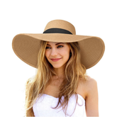 Sombrero de sol para mujer, de gran tamaño, de ala ancha, plegable, enrollable, para vacaciones de verano, sombrero para playa con protección UPF 50+