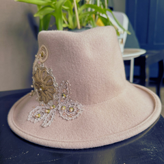 Sombrero Genuino de Diseñador Eric Javits NY - Adele - Color Tawny - Rosa Pálido.