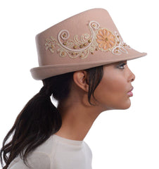 Sombrero Genuino de Diseñador Eric Javits NY - Adele - Color Tawny - Rosa Pálido.