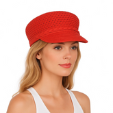 Sombrero Genuino de Diseñador Eric Javits NY - Capitan Cap - Color Rojo.