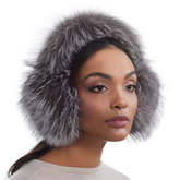 Sombrero Genuino de Diseñador Eric Javits NY - Fur Ear Muffs (Orejeras) - Color Silver Fox.