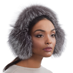 Sombrero Genuino de Diseñador Eric Javits NY - Fur Ear Muffs (Orejeras) - Color Silver Fox.