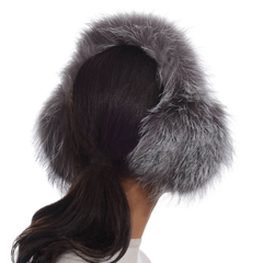 Sombrero Genuino de Diseñador Eric Javits NY - Fur Ear Muffs (Orejeras) - Color Silver Fox.