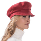 Sombrero Genuino de Diseñador Eric Javits NY - Night Porter Cap - Color Rojo Claret.