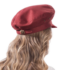 Sombrero Genuino de Diseñador Eric Javits NY - Night Porter Cap - Color Rojo Claret.