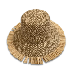 Sombrero Genuino de Diseñador Eric Javits NY - Tiki Bucket - Color Peanut.