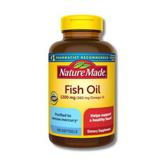 Nature Made Aceite de pescado Omega 3 de 1200 mg, suplemento de aceite de pescado Omega 3, Fish Oil, para un corazón, cerebro y ojos saludables.
