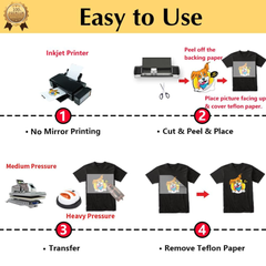 Vinil Textil para impresión Inkjet, marca TransOurDream Tru-Iron - Papel de transferencia de calor para tela. Paquete de 5 hojas tamaño carta (8.5 x 11 pulgadas), Vinilo de transferencia termoadhesivo para impresora de inyección de tinta.
