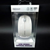 Mouse óptico con cable USB de 3 botones - Color Blanco - Marca Macally