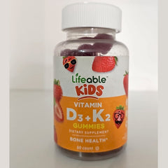 Lifeable Vitamina D3 1000 IU + K2 100 mcg - para niños - sabor natural - 60 gomitas