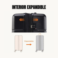Equipaje para viajes con rodos, Maleta con ruedas rígidas con cerradura TSA. Equipaje ligero expandible con ruedas giratorias. Color Negro. Equipaje de 28 pulgadas.