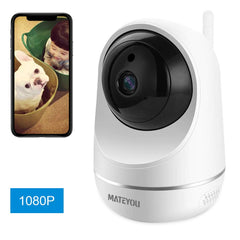 MATEYOU 1080P 2 Audio WiFi Monitor de bebé, Cámara de seguridad IP con visión nocturna y Alexa