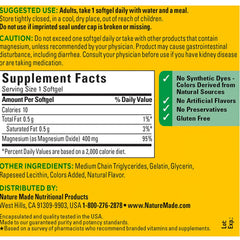 Nature Made Oxido de magnesio extrafuerte 400 mg, suplemento dietético para la salud nerviosa, la salud muscular y la salud cardíaca, contiene 110 unidades.