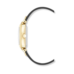 Reloj con correa para mujer marca Nine West. Con brazalete de piel sintética saffiano color negro.