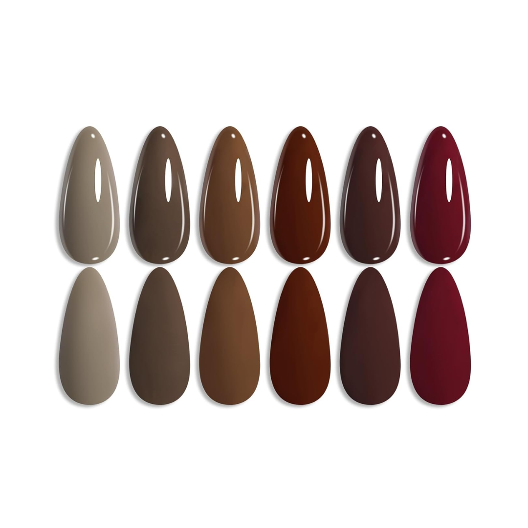 Born Pretty esmalte de uñas en gel para manicuara en casa, color borgoña, vino, rojo, caramelo, café, otoño, juego de esmaltes de gel semipermanentes para uñas, Bote de 7 ml. o 0.2 fl oz (Se venden por separado )
