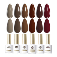 Born Pretty esmalte de uñas en gel para manicuara en casa, color borgoña, vino, rojo, caramelo, café, otoño, juego de esmaltes de gel semipermanentes para uñas, Bote de 7 ml. o 0.2 fl oz (Se venden por separado )
