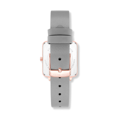Reloj con correa para mujer marca Nine West. Brazalete color gris con esfera en color plata con detalles en color rosegold