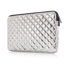 Funda acolchada para laptop de 11 y 12, pulgadas, funda protectora para laptop, funda acolchada de piel sintética acolchada con forro de piel sintética acolchada color plata.