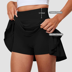 Falda plisadas estilo tenis para mujer, falda de golf de cintura alta con control de abdomen, falda con pantalon corto interior y bolsillos.