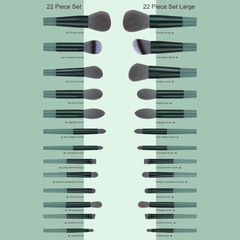 Juego de 22 accesorios para maquillaje, brochas de maquillaje, brochas de maquillaje para sombra de ojos, mejillas y labios (juego de 22 piezas para maquillaje color verde)