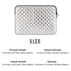 Funda acolchada para laptop de 11 y 12, pulgadas, funda protectora para laptop, funda acolchada de piel sintética acolchada con forro de piel sintética acolchada color plata.