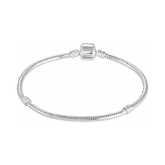 Pulcera para charms, tejido snake chain flexible. Pulsera con cierre de barril con clip de bloqueo para cuentas tipo Pandora.