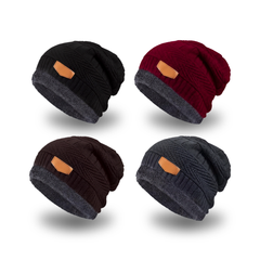 Gorros de punto para invierno con forro polar cálido, gorro de punto para invierno unisex, gorro holgado y cálido.