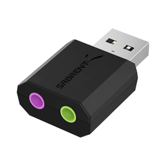 SABRENT | Adaptador USB a conector de 3,5 mm para auriculares con entrada de micrófono | Tarjeta de sonido USB estéreo 3D externa | Compatible con PS4, Windows y Mac [AU-MMSA]