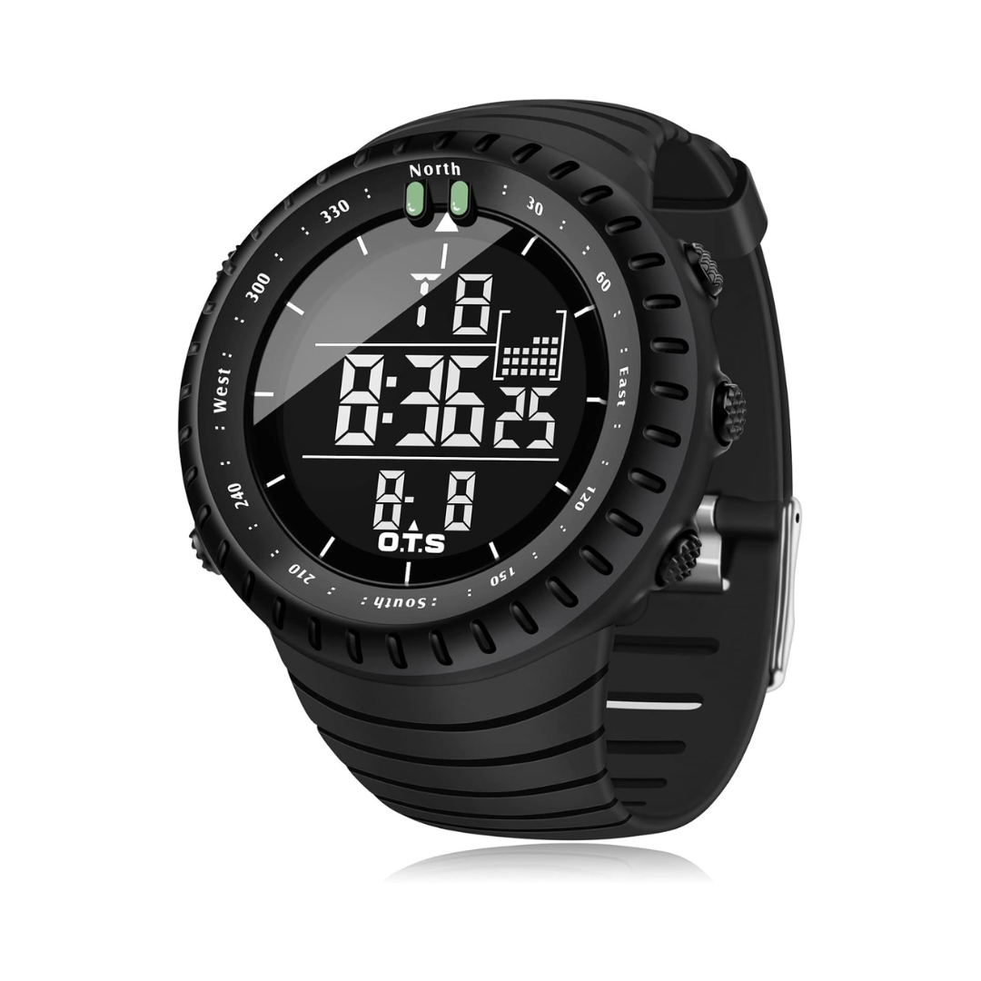 Reloj Digital Deportivo para Hombre marca PALADA – Estilo Militar, Resistente al Agua, con retroiluminación LED, color Negro.