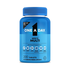 ONE A DAY Suplemento multivitamínico para hombre con vitamina A, vitamina C, vitamina D, vitamina E y zinc para apoyo a la salud inmunológica, B12, calcio y más, presentación bote de 200 unidades.