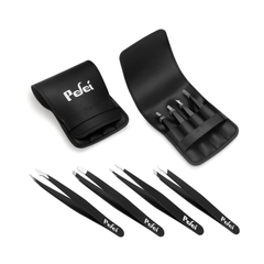 Juego de Pinzas Profesionales Pefei de Acero Inoxidable – Alta Precisión | Color Negro. Pinzas de Gran Precisión para Vello Facial, Cejas, Astillas y Eliminación de Vellos y mucho más.