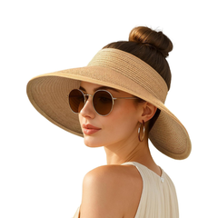 Sombrero con visera para el sol para mujer, sombrero ala ancha, plegable y flexible.