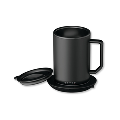 ionMug y posavasos de carga: taza de café de acero inoxidable con autocalentamiento y tapa (12 oz), 3,5" x 3,5" x 5"